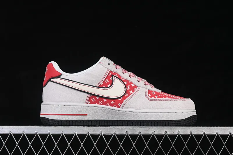 All categories Nk Air Force 1 Air Force series Nk Air Force 1 Low Air Force low-top Nike Air Force 1'07 Low red and white presbyopic stitching Air Force 1 low-top casual sneakers JP2026-131
